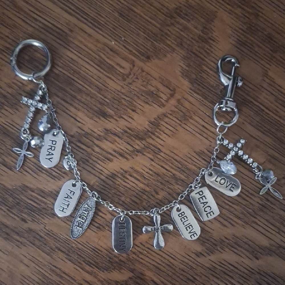 Silver Inspirational Words Handbag Charm/Keychain/Backpack Charm